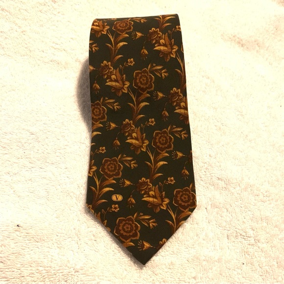 VALENTINO CRAVATTE Floral Silk Neck Tie Made in Italy - Picture 9 of 9